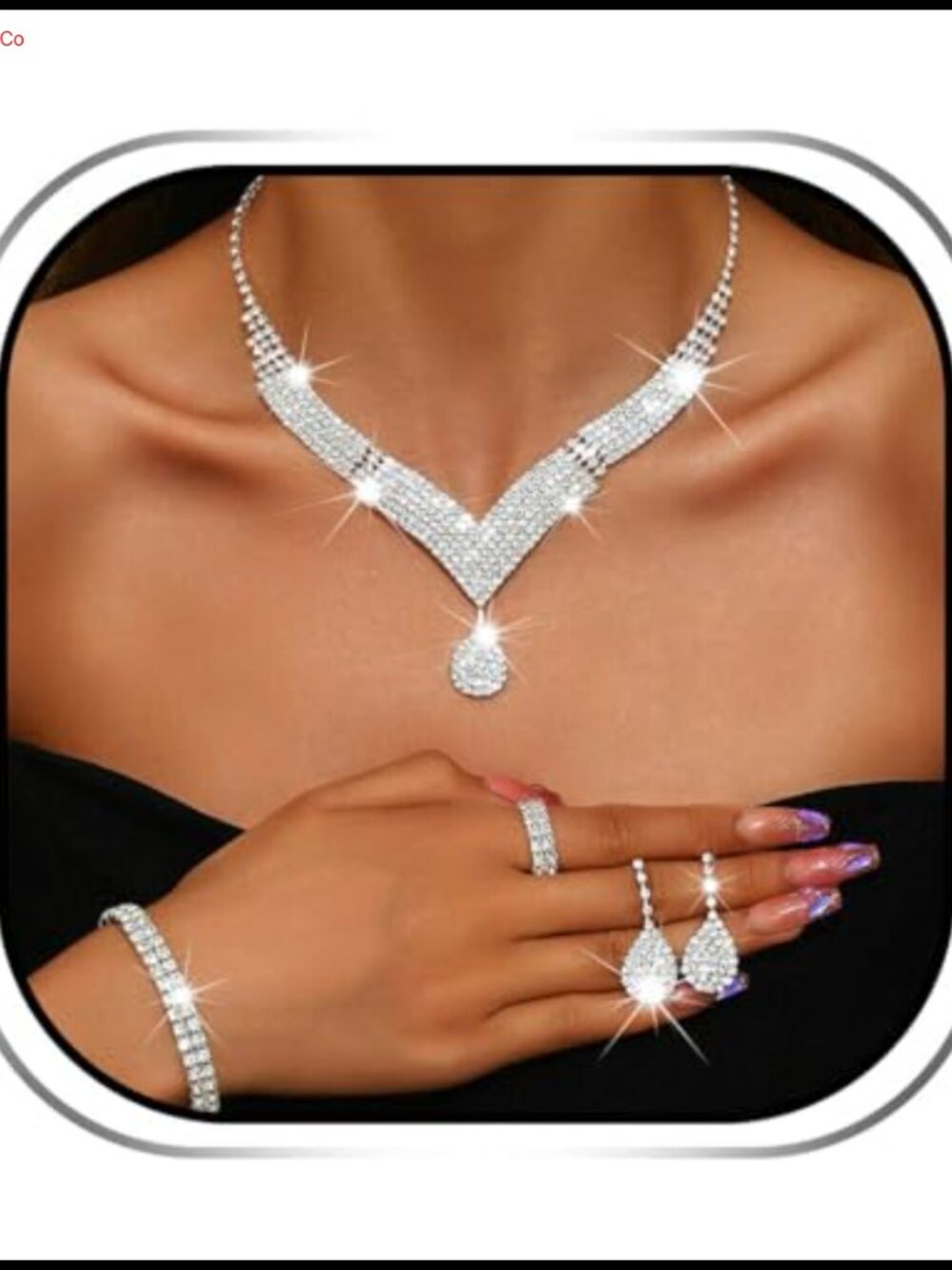 Rhinestone Crystal Wedding Jewelry Set Necklace Earring Bracelet